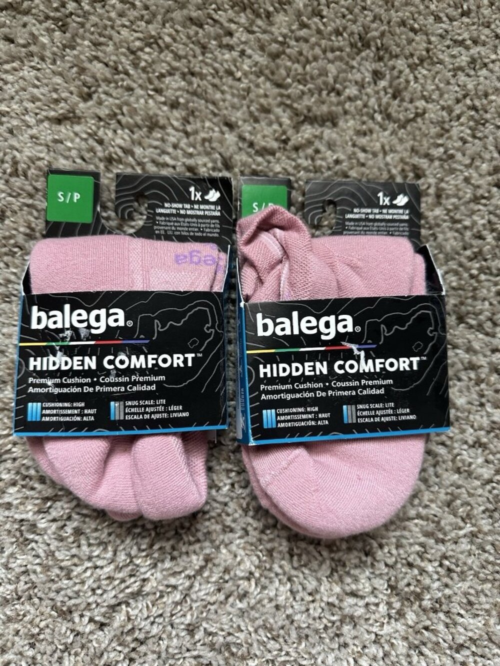 2 pairs Balega Hidden Comfort No Show Running Socks Pink Size Small
